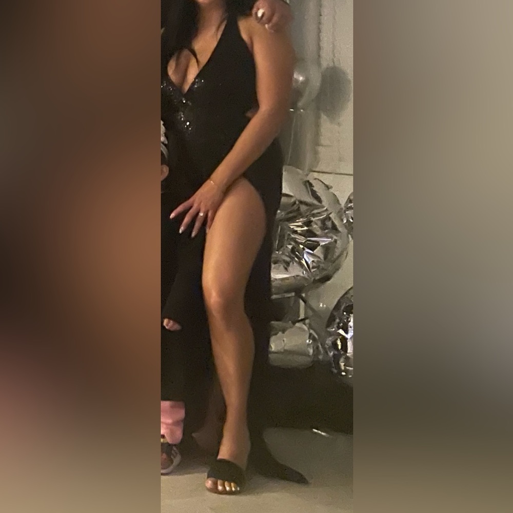 Sequin long black dress